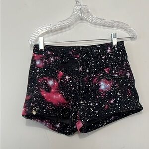 Hot Topic Black Heart Galaxy High Rise Shorts